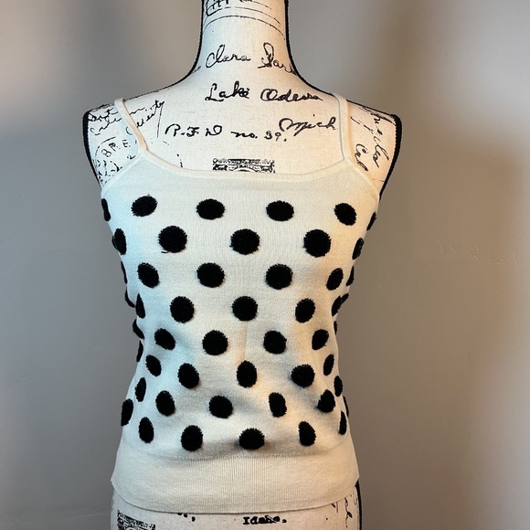 Maeve Anthropologie Knit Tank Top Fuzzy Polka Dot Sleeveless Shirt XS - Picture 1 of 7